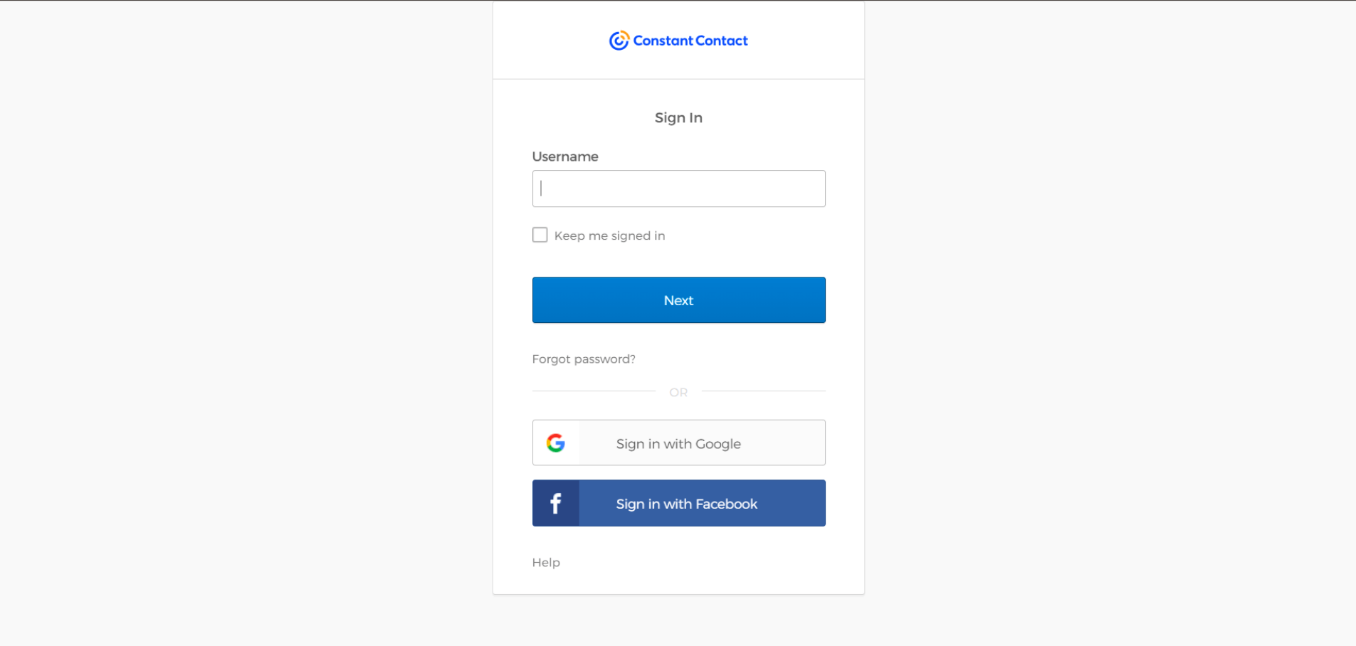 Constant Contact OAuth login page
